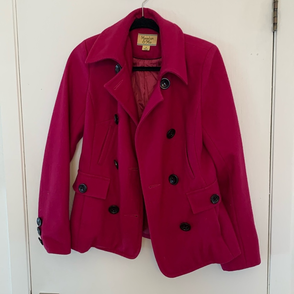 Madalyn & Me Magenta Pink Wool Peacoat - Women’s Size Medium, Warm Winter Coat